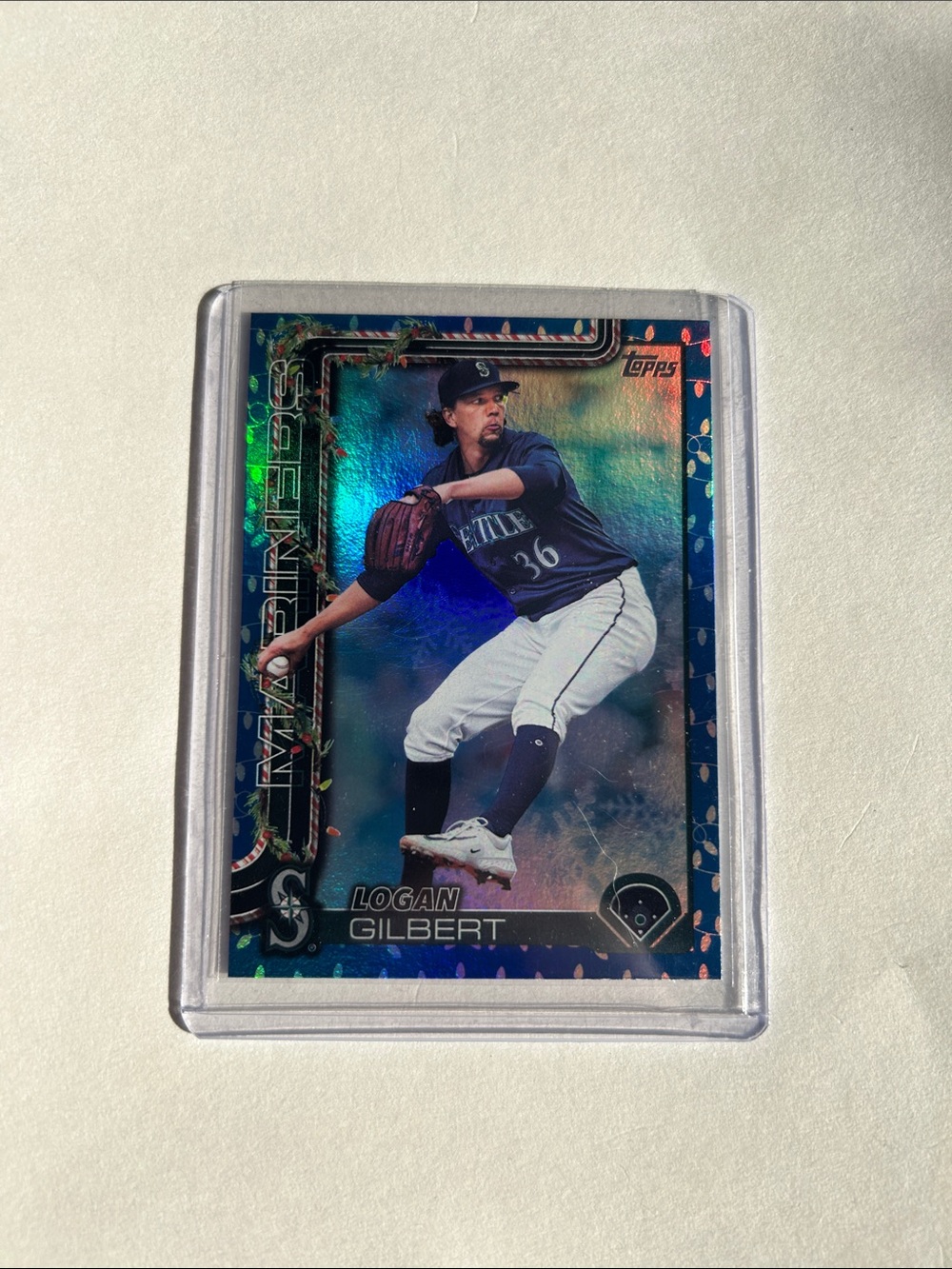 Topps Logan Gilbert Baseball Card Sleeve - Blue